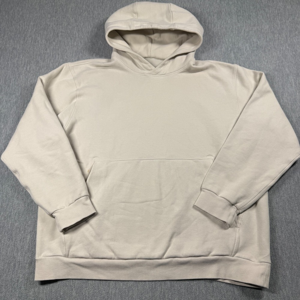 Lululemon Hoodie Mens XL Cream Steady State Heavyweight Fleece Pullover Relaxed